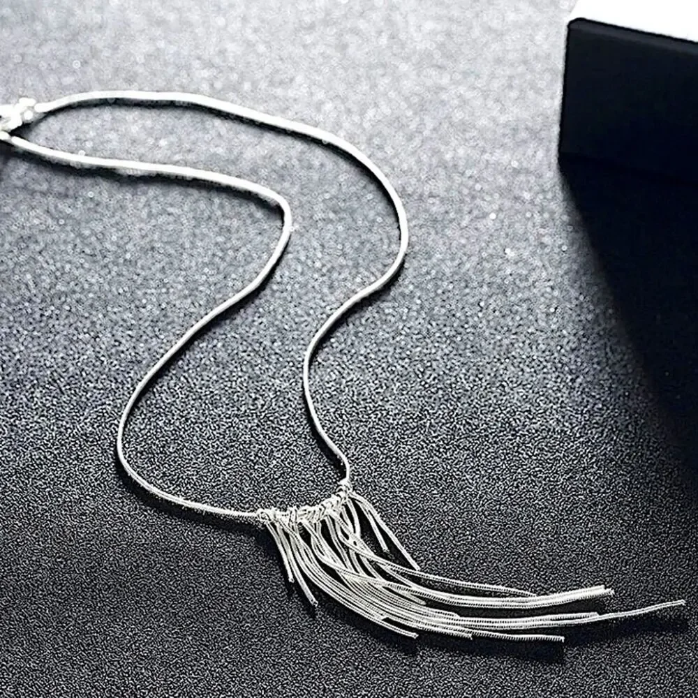 Tassel Sterling Silver Necklace Earrings Matching Set